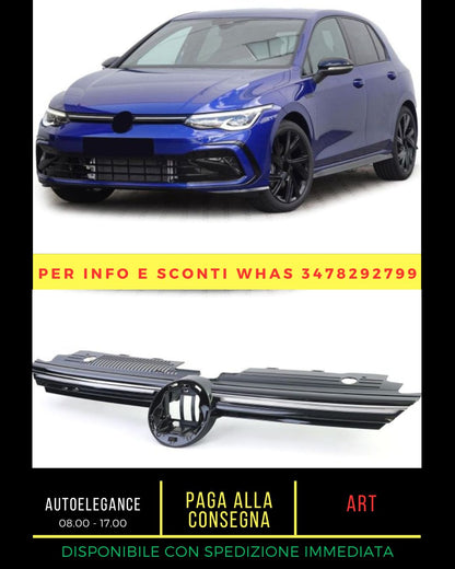 Griglia radiatore sportiva con striscia cromata illuminata per VW Golf 8 anche GTI dal 2019