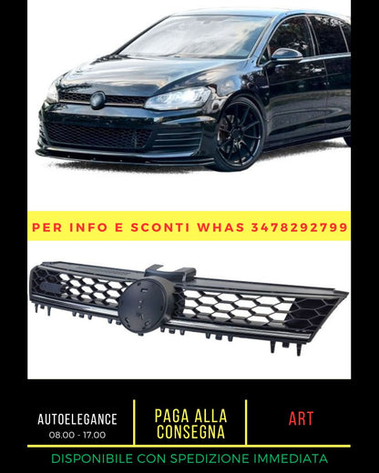 Griglia radiatore a nido d'ape nera con modanatura cromata per VW Golf 7 12-20 anche GTD
