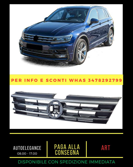 Black radiator grille with chrome strips for VW Tiguan II 2016-2020 