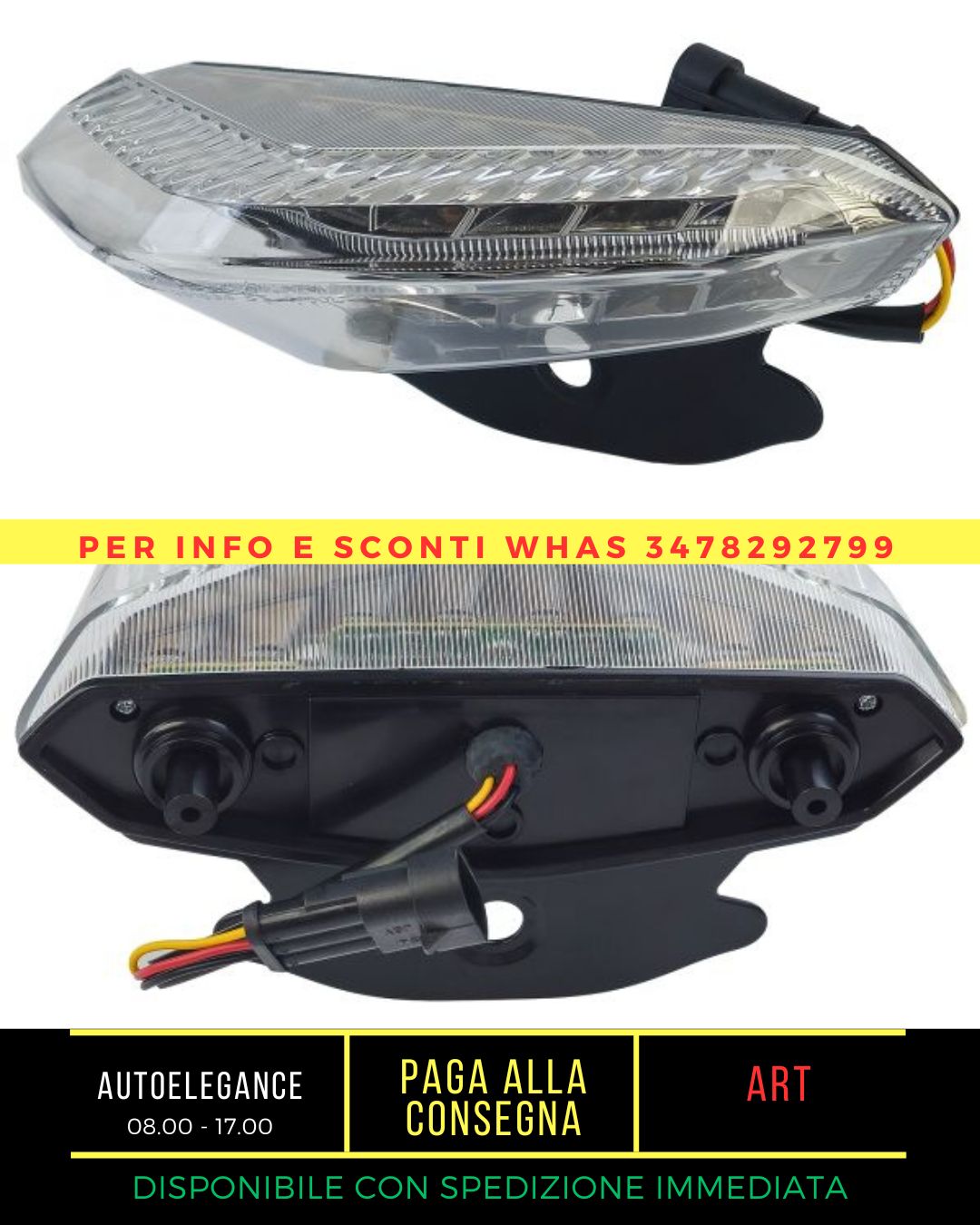 Clear Glass Motorcycle LED Tail Light For Ducati Hypermotard 796 821 1100 07-15