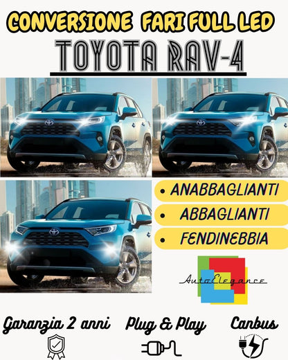 KIT CONVERSIONE FARI FULL LED PER TOYOTA RAV-4 MK3 III CANBUS MONO LED BIANCO