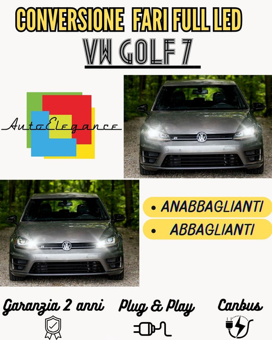 CONVERSIONE FARI FULL LED VW GOLF 7 CANBUS 6000K ANABBAGLIANTI ABBAGLIANTI DRL