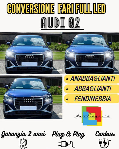 KIT CONVERSIONE FARI FULL LED AUDI Q2 ANABBAGLIANTI ABBAGLIANTI LUCI DIURNE DRL