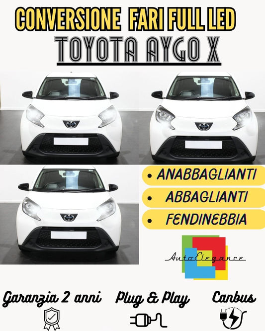 CONVERSIONE FARI FULL LED TOYOTA AYGO X 12800 LUMEN 6000K BIANCO CANBUS