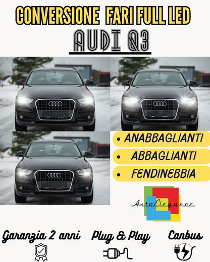 KIT CONVERSIONE FARI FULL LED AUDI Q3 ANABBAGLIANTI ABBAGLIANTI LUCI DIURNE DRL