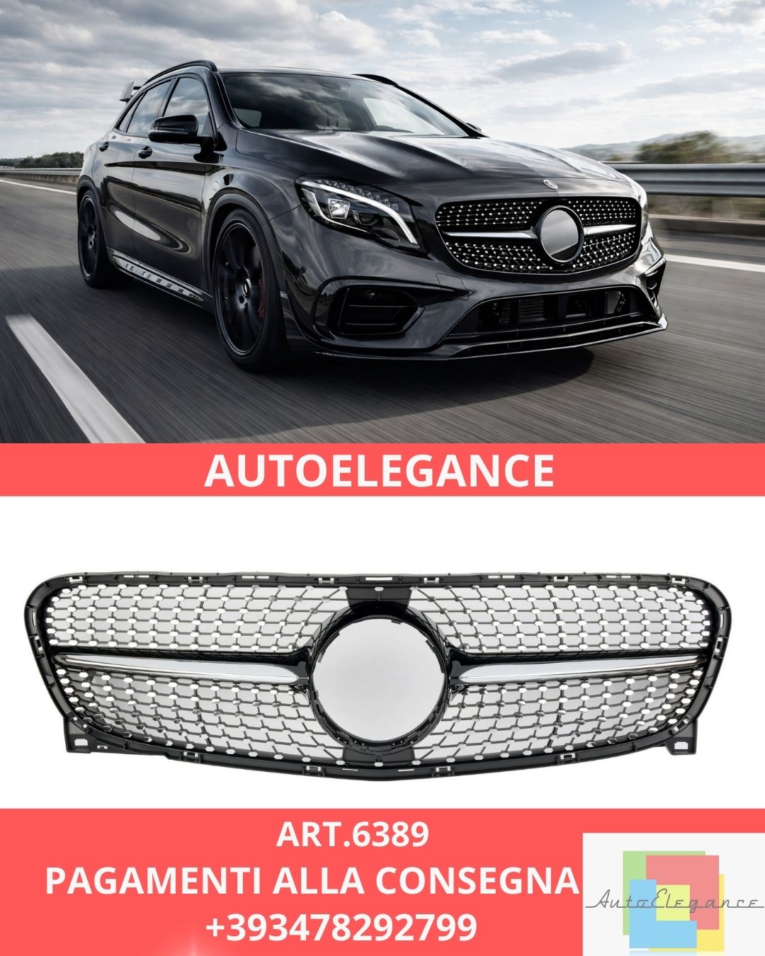 ART.6389 Griglia Adatta Per Mercedes X156 GLA DIAMANT