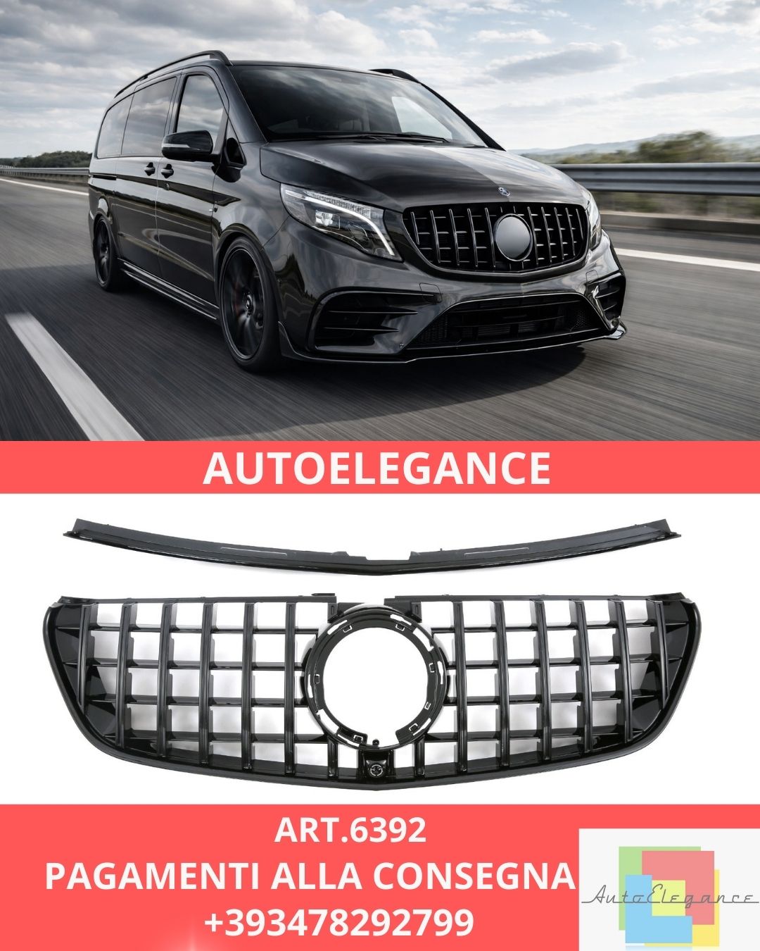 😍ART.6392 Griglia Panamericana GT Adatta Per Mercedes W447 Classe V Facelift 😍