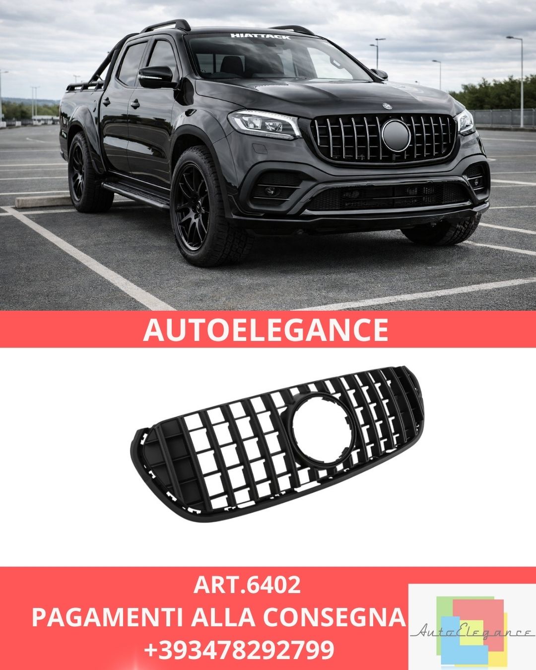 😍ART.6402 Griglia PANAMERICANA GT LOOK Adatta Per Mercedes W470 X-CLASS 😍