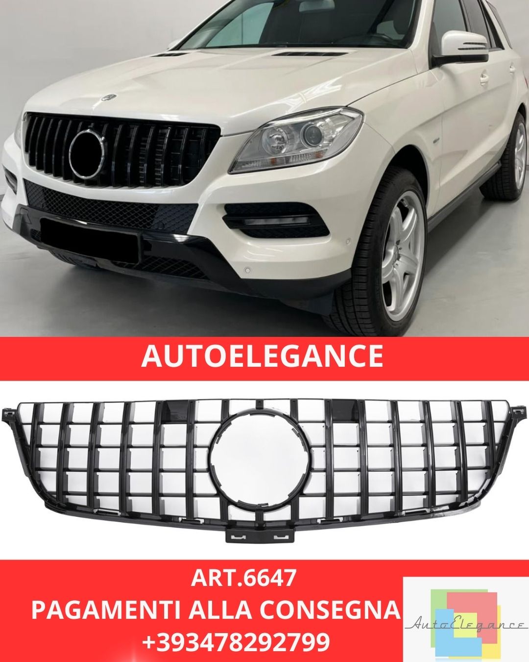 😍ART.6647 Griglia Sport Adatta Per Mercedes W166 ML 2012-2015 😍