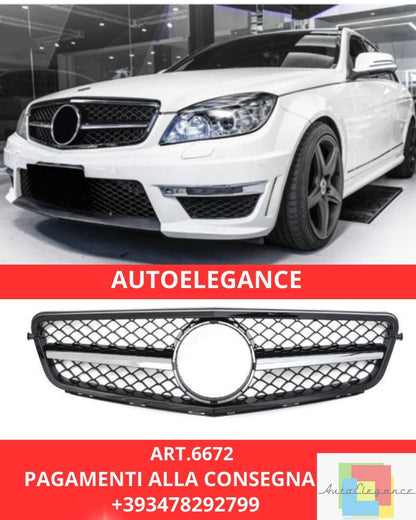 😍ART.6672 Griglia Sport Adatta Per Mercedes W204 S204 Nero Cromato😍