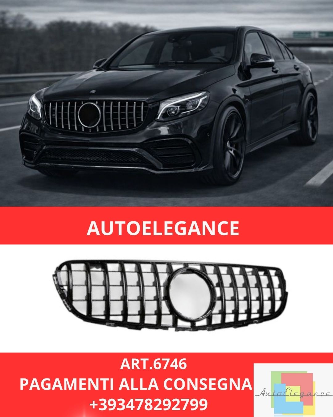 😍ART.6746 Griglia Sport Adatta Per Mercedes X253 C253 GLC pre-facelift😍