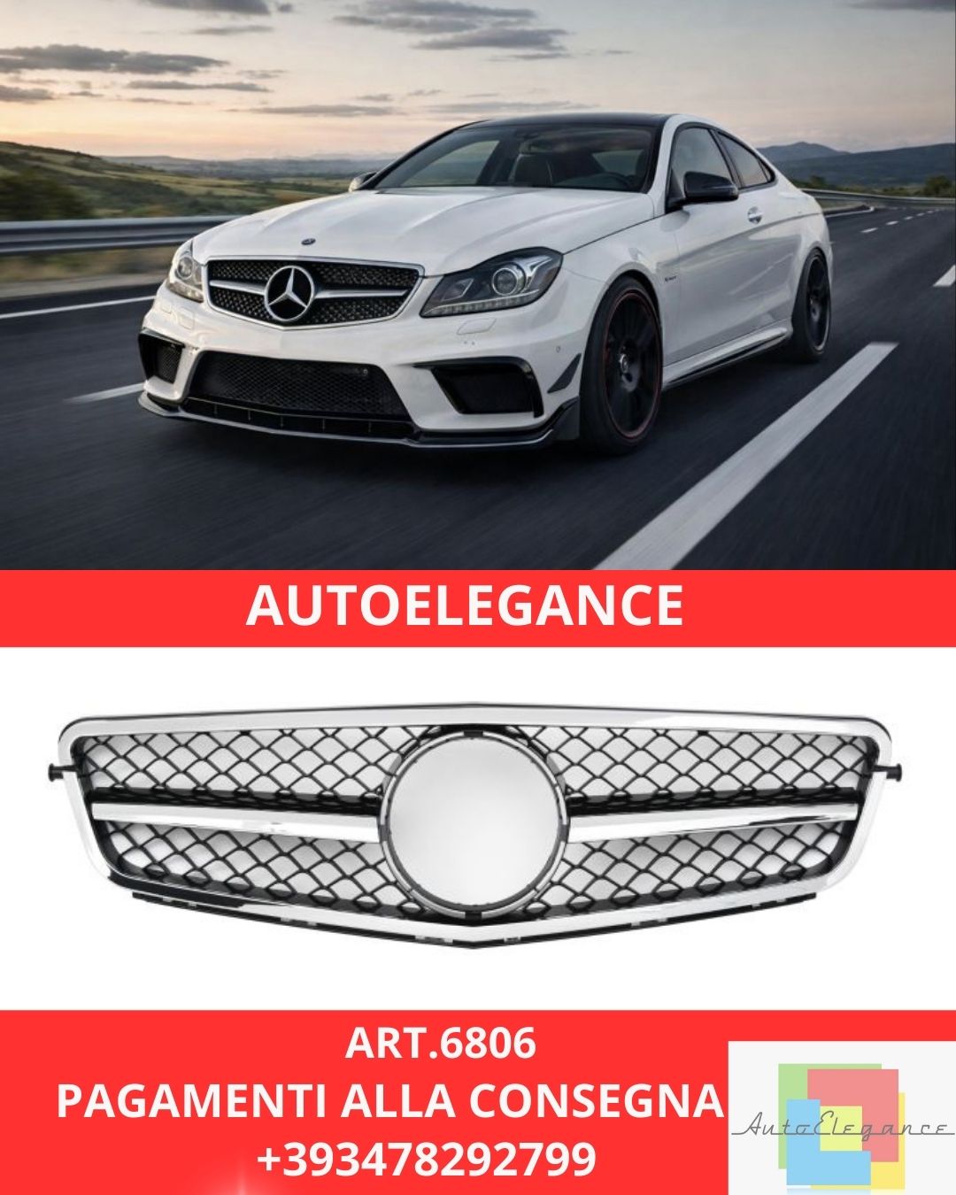 😍ART.6806 Griglia Sport Adatta Per Mercedes C204 W204 S204 Classe C😍