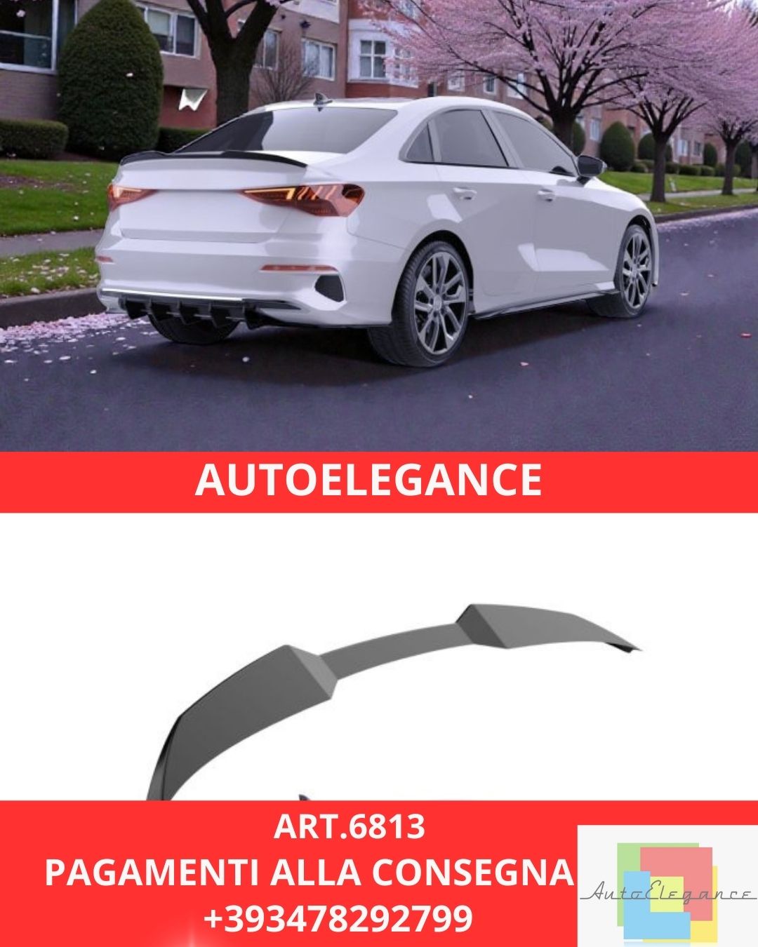 😍 ART.6813 Spoiler Posteriore Adatto Per Audi A3/A3 S-Line/S3/RS3 8Y 😍