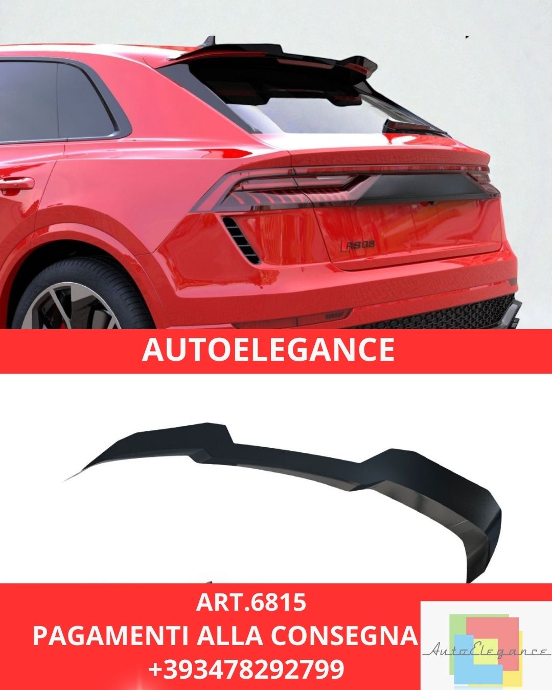 😍ART.6815 Spoiler Posteriore Adatto Per Audi RSQ8 (2020-2024)😍