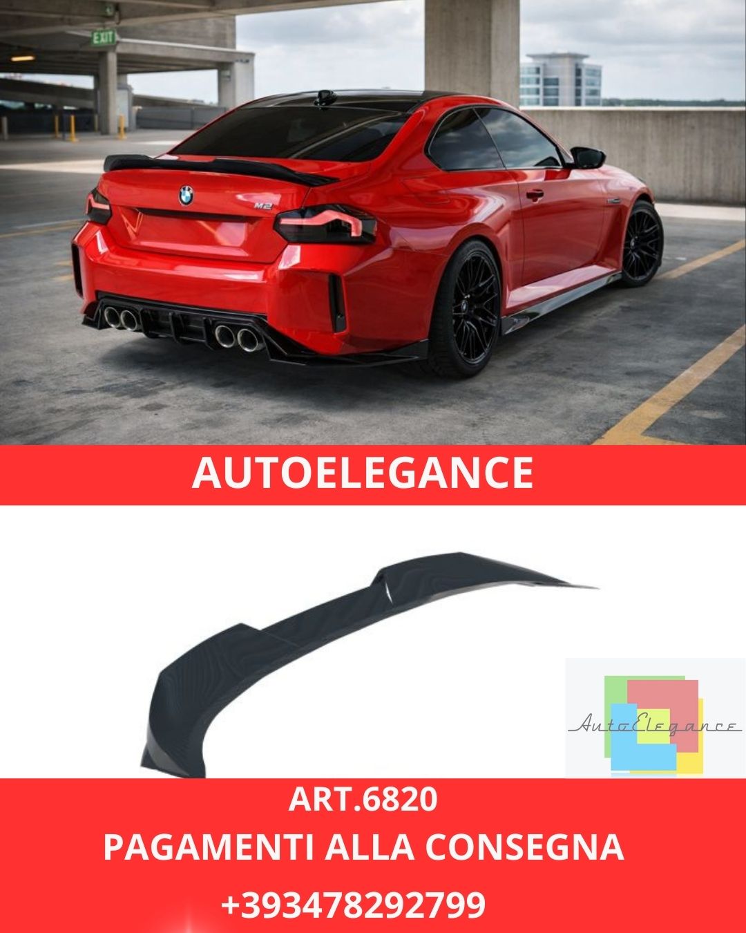 😍ART.6820 Spoiler Posteriore Adatto Per BMW Serie 2 M2 G82😍