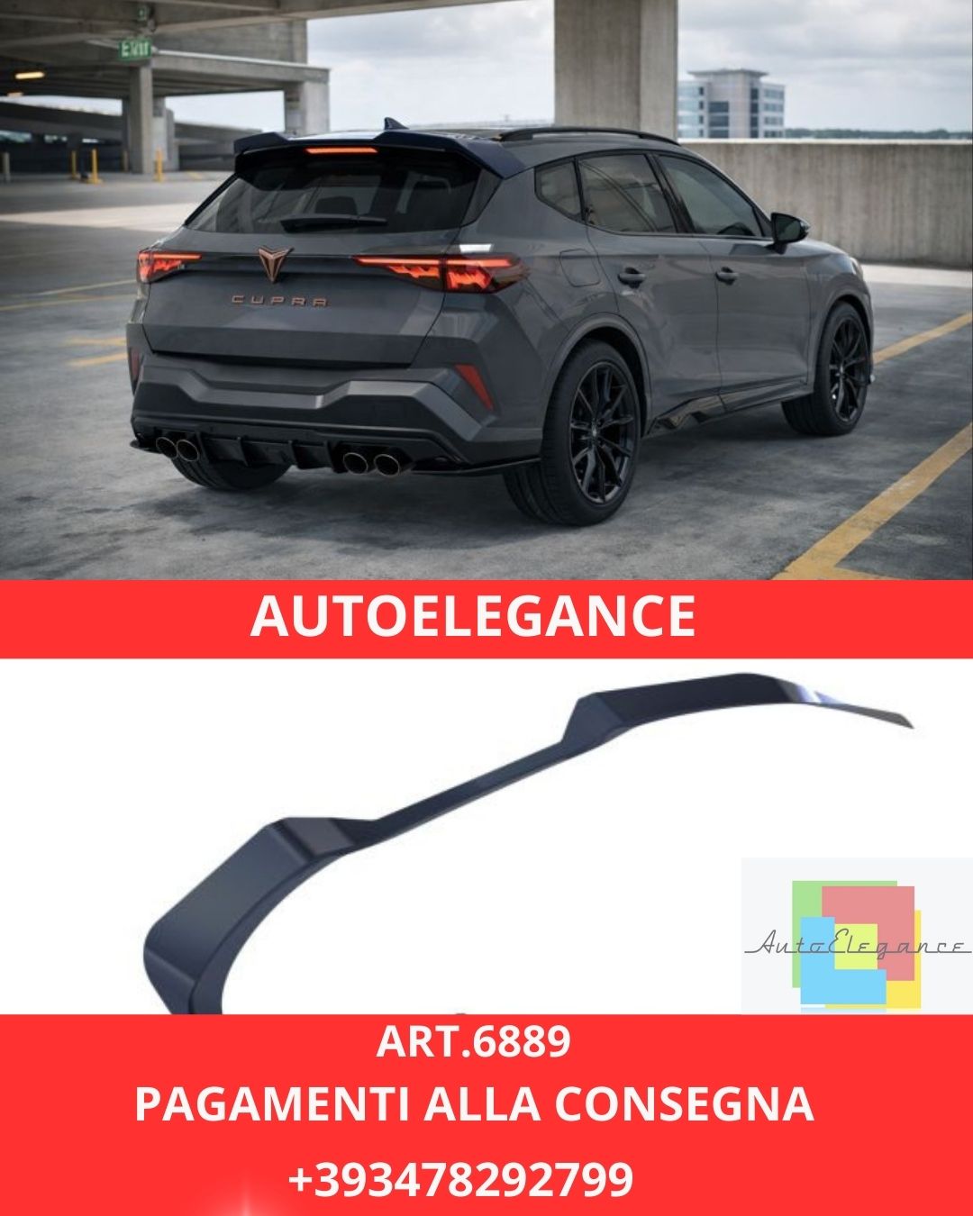 😍ART.6889 Spoiler Sul Tetto Adatto Per Cupra Terramar (2024+)😍