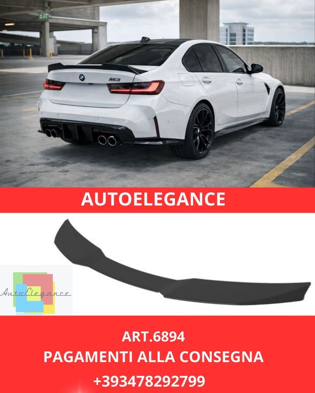 😍ART.6894 Spoiler Posteriore Adatto Per BMW Serie 3 G20 e M3 G80😍