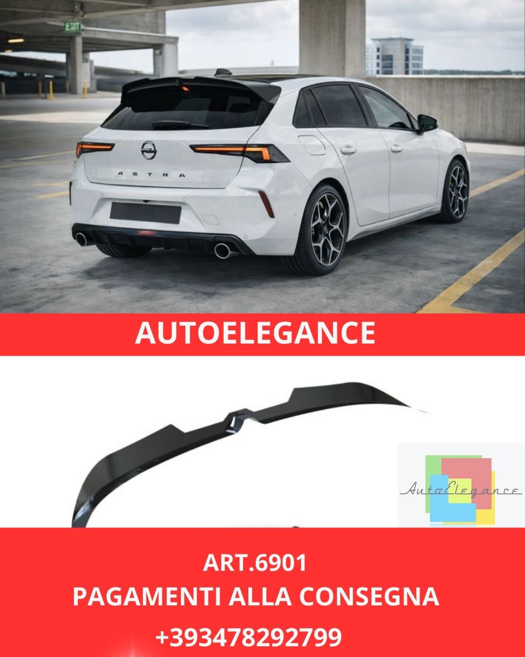 😍ART.6901 Spoiler Sul Tetto Adatto Per Opel Astra L (2020+)😍