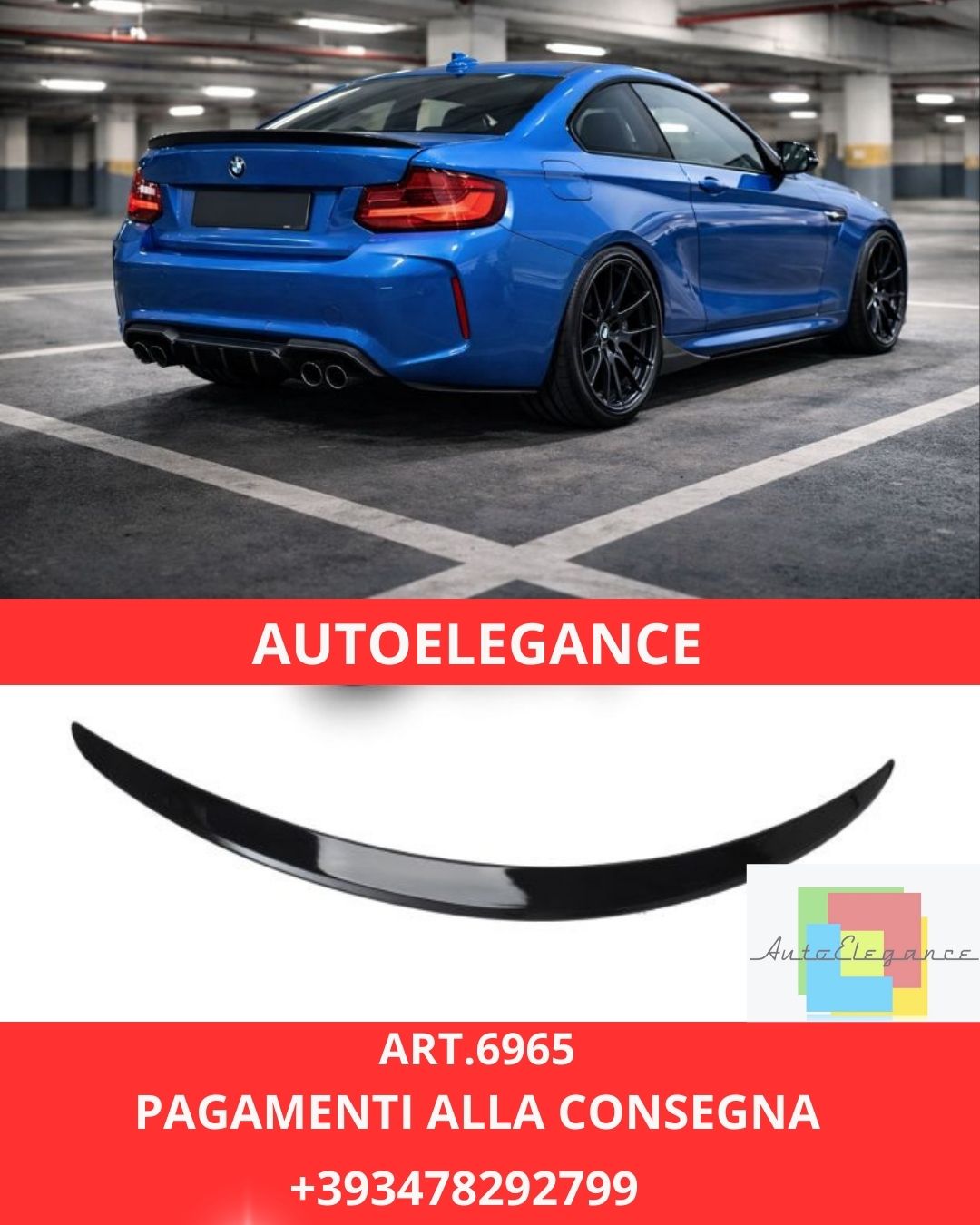 😍ART.6965 Spoiler Adatto Per BMW Serie 2 F22 Coupé e F87 M2 2014-2021😍