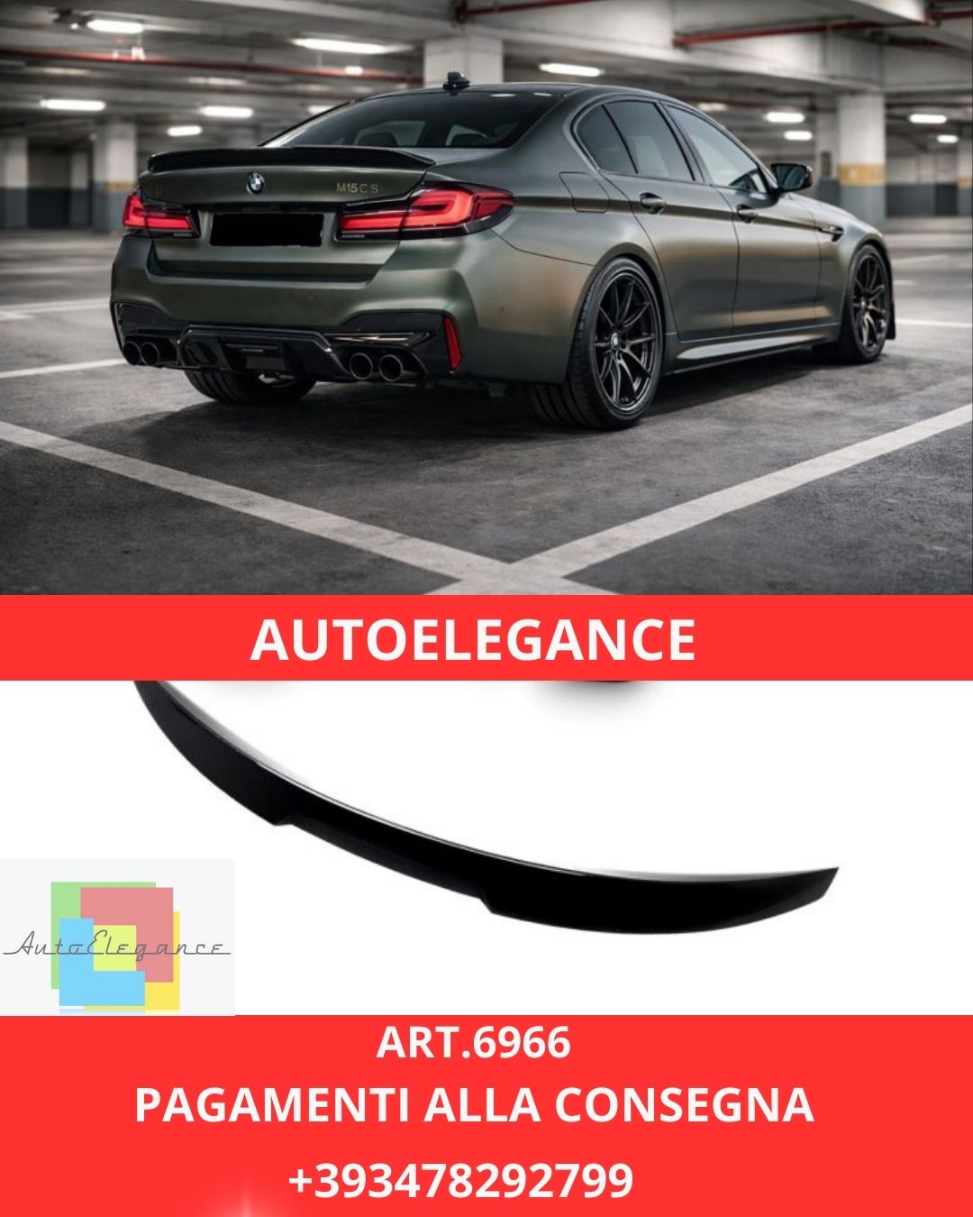 😍ART.6966 SPOILER POSTERIORE ADATTO PER BMW SERIE 5 G30 M5 CS DESIGN😍