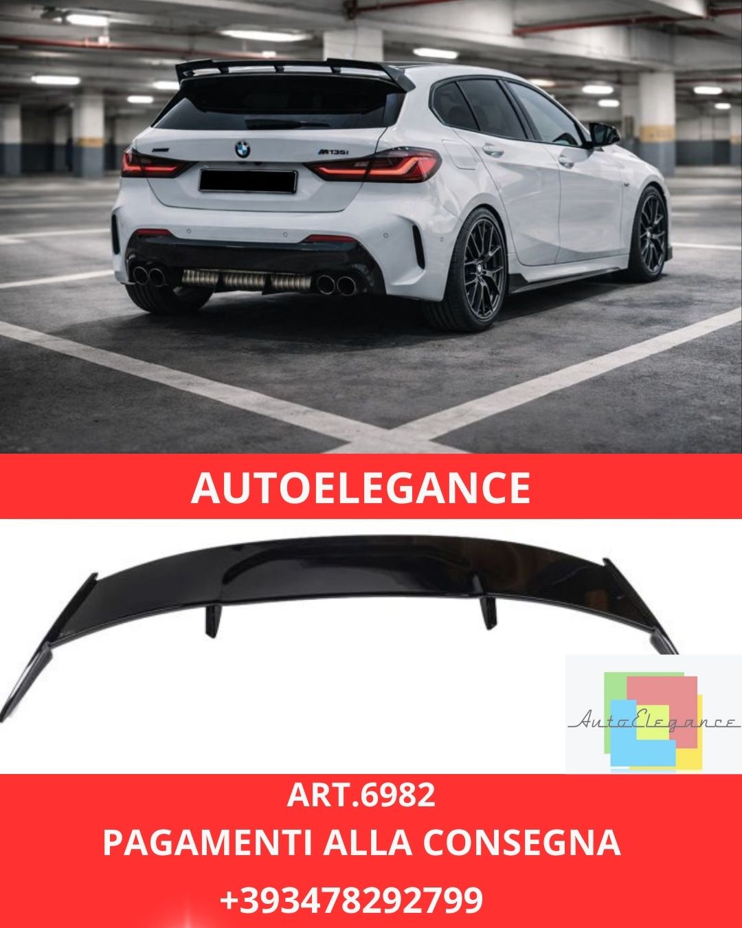 😍ART.6982 Spoiler Nero Lucido Adatto Per BMW F40 M-Sport Pro😍