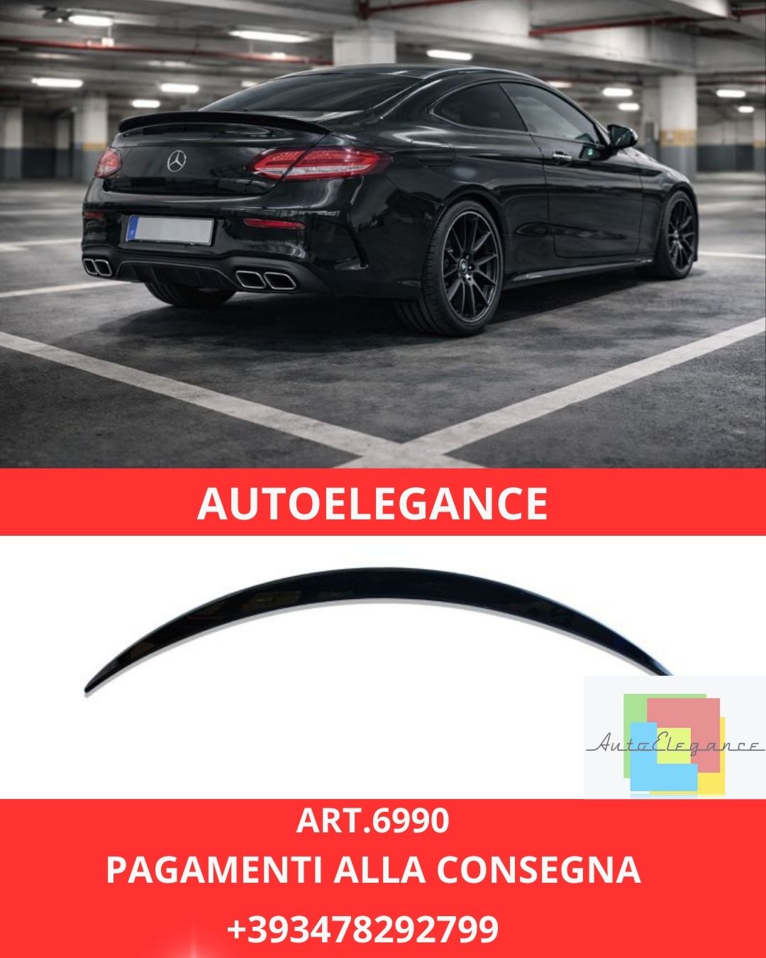 😍ART.6990 SPOILER POSTERIORE ADATTO A MERCEDES-BENZ C205 CLASSE C COUPÉ😍