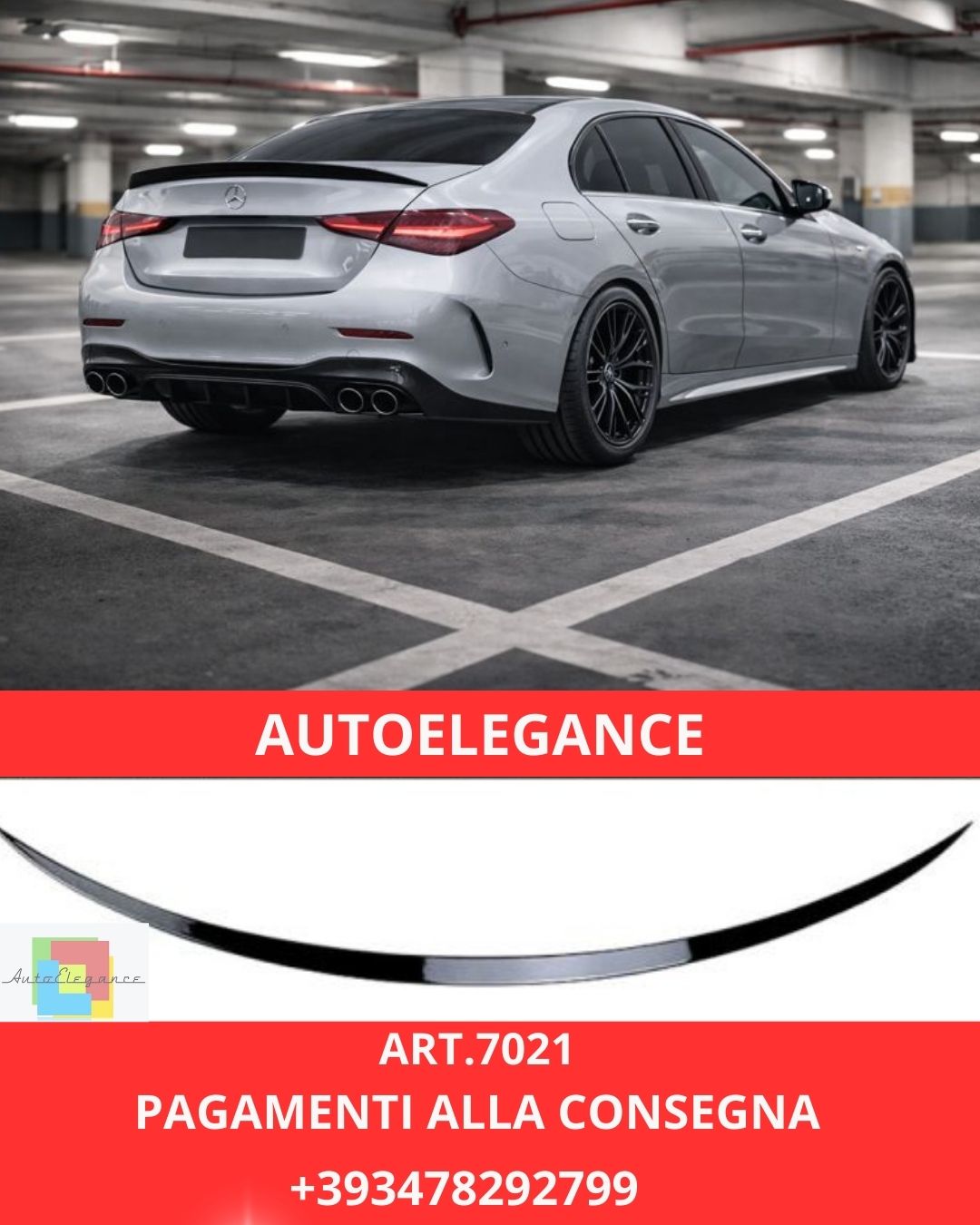 😍ART.7021 SPOILER  POSTERIORE ADATTO A MERCEDES-BENZ CLASSE C W206 C43 LOOK😍