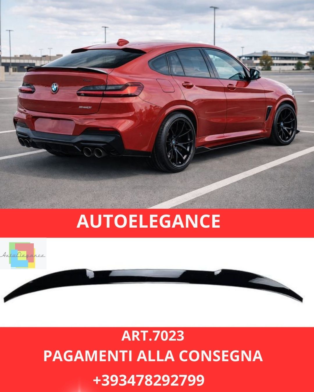 😍ART.7023 Spoiler Posteriore Adatto Per BMW X4 G02 Nero Lucido😍