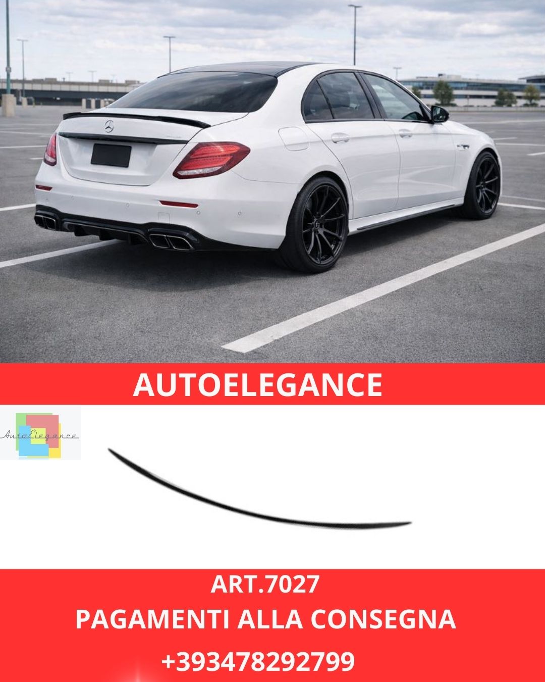 😍ART.7029 Spoiler Nero Lucido Compatibile Con Mercedes W213 Classe E😍