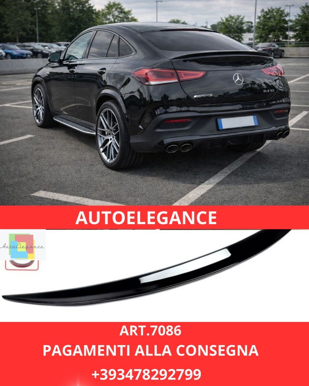 😍ART.7086 Spoiler Nero Lucido Adatto Per Mercedes C167 GLE Coupé 😍