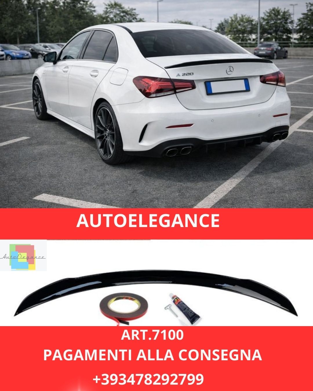 😍ART.7100 SPOILER POSTERIORE ADATTO PER MERCEDES-BENZ CLASSE A V177😍