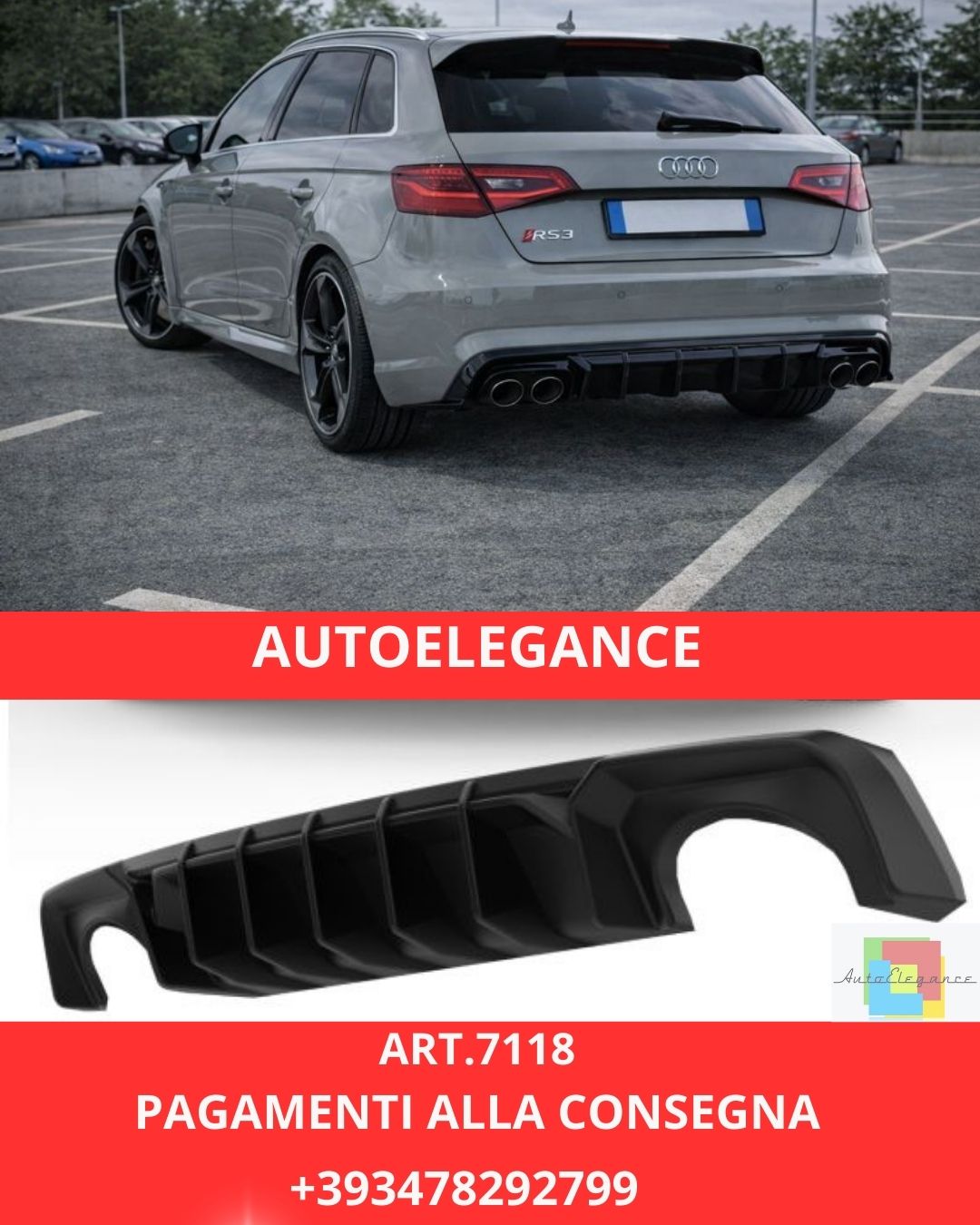 😍ART.7118 Diffusore Adatto Per Audi RS3 8V Sportback (2015–2016)😍