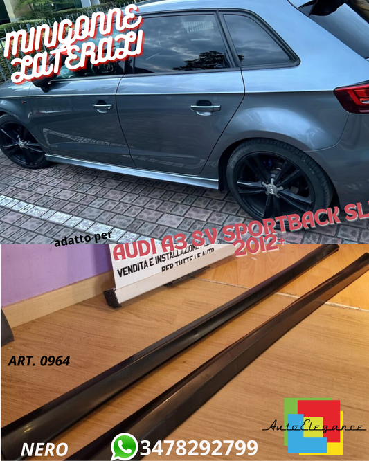 😍SIDE SKIRTS FOR AUDI A3 8V SPORTBACK IN RAW ABS S3 SLINE LOOK😍
