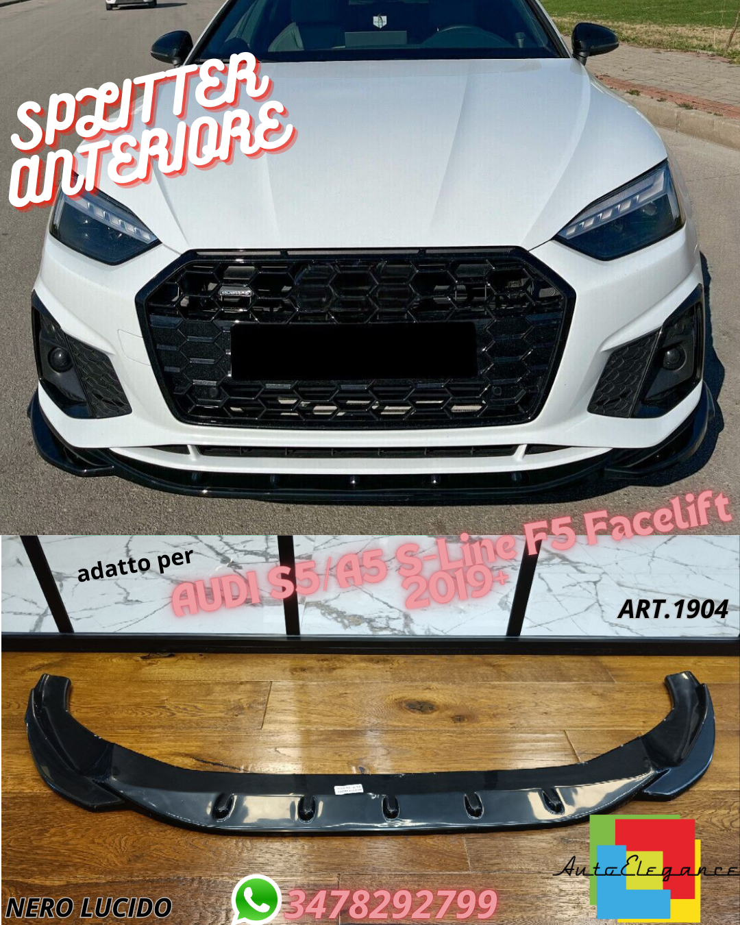💖Splitter anteriore per AUDI S5/A5 S-Line F5 Facelift 2019+💖