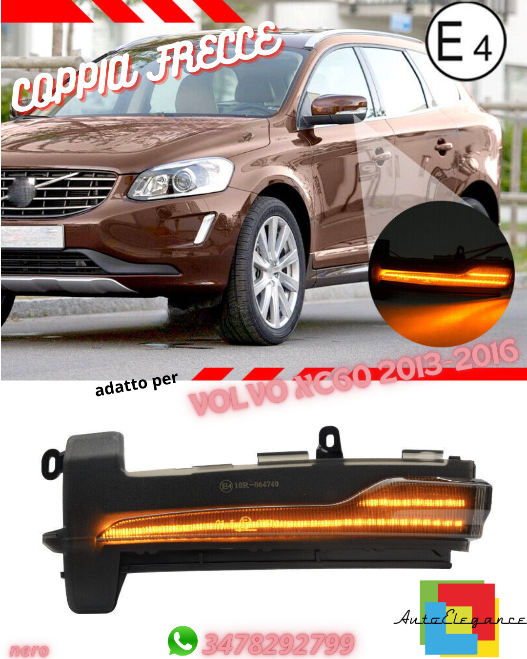🔸🔹PAIR OF INDICATORS suitable for VOLVO XC60 2013-2016 REARVIEW MIRROR🔸🔹