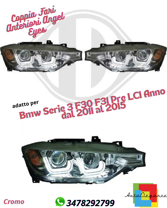 ✔️Pair of Angel Eyes Halogen Headlights BMW 3 Series F30 F31 Pre LCI 2011-2015