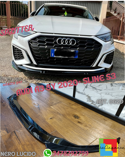 ✨SPLITTER ADATTO PER AUDI A3 8Y 2020+ SLINE NERO LUCIDO✨