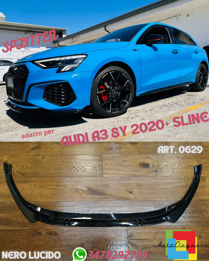 ✨SPLITTER ADATTO PER AUDI A3 8Y 2020+ SLINE NERO LUCIDO✨