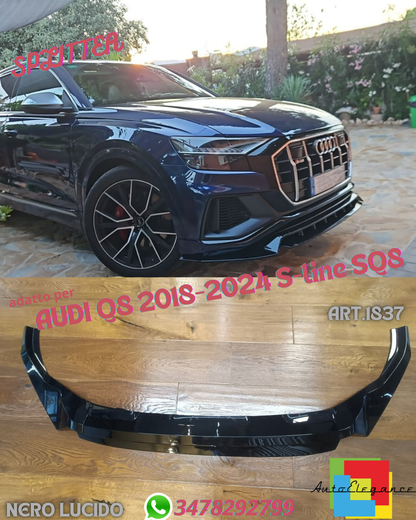 SPLITTER SUITABLE FOR AUDI Q8 2018-2024 S-line SQ8 GLOSSY BLACK 