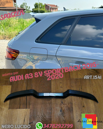ALA SPOILER TETTO ADATTO PER AUDI A3 8V SPORTBACK 2016-2020 RS3 LOOK NERO LUCIDO