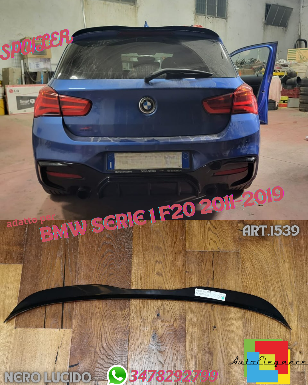 💎ROOF SPOILER WING SUITABLE FOR BMW 1 SERIES F20 2011-2019 M LOOK GLOSS BLACK💎