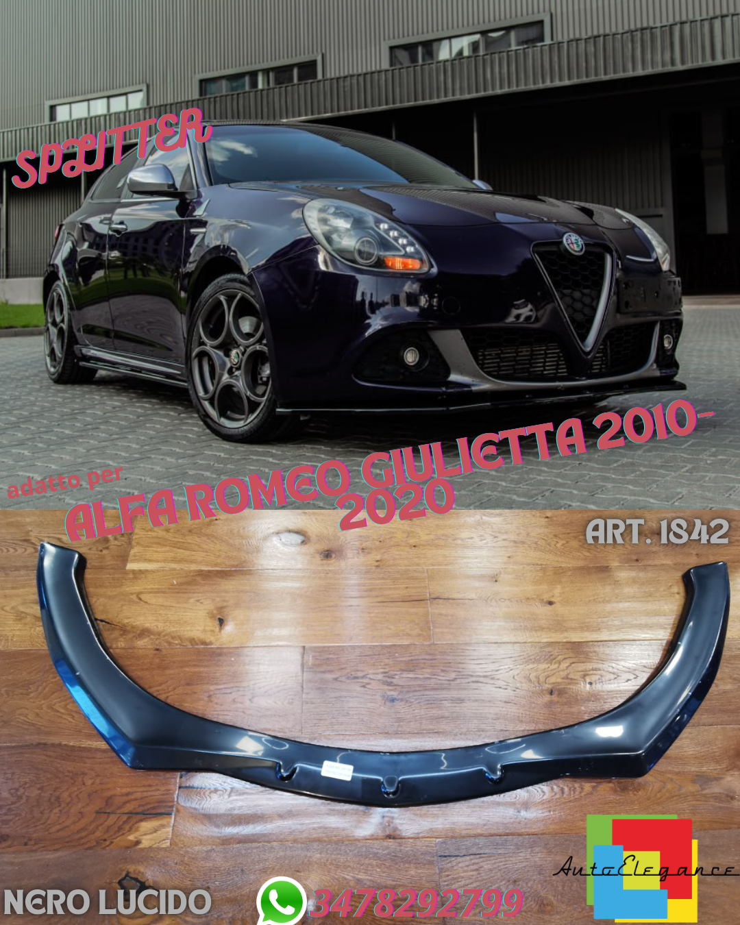 ⭐SPLITTER SUITABLE FOR ALFA ROMEO GIULIETTA 2010-2020 GLOSSY BLACK⭐ 