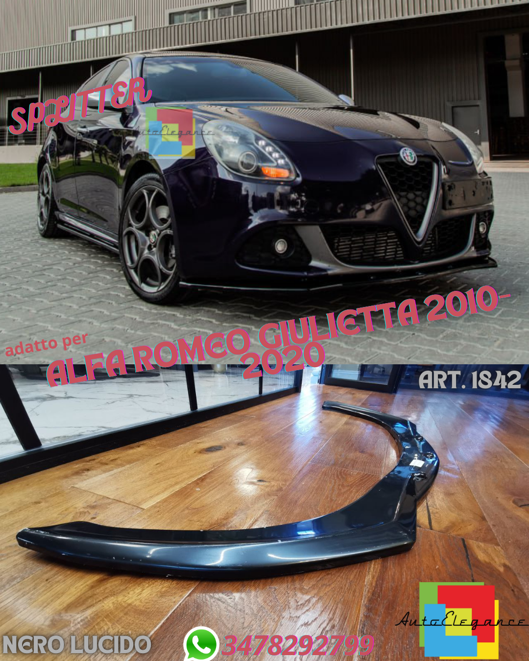 ⭐SPLITTER SUITABLE FOR ALFA ROMEO GIULIETTA 2010-2020 GLOSSY BLACK⭐ 