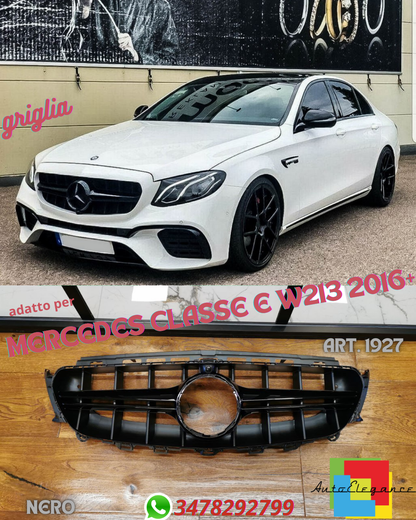 ⭐GRIGLIA ANTERIORE ADATTO PER MERCEDES CLASSE E W213 2016+ PROFILO NERO ⭐