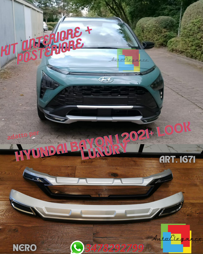 ⭐KIT ANTERIORE + POSTERIORE ADATTO PER HYUNDAI BAYON 1 2021+ LOOK LUXURY⭐