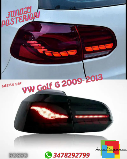 💎FANALI POSTERIORI ADATTI PER VW GOLF VI 2009-2013 ROSSO💎