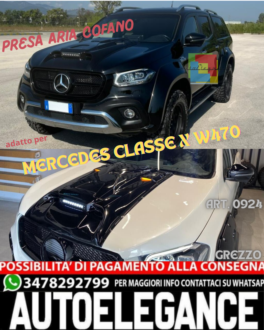 💎PRESA ARIA COFANO ADATTA PER MERCEDES CLASSE X W470 CON LED💎