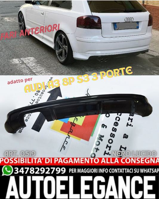 💎DIFFUSORE ADATTO PER AUDI A3 8P S3 3 PORTE 2003-2008💎