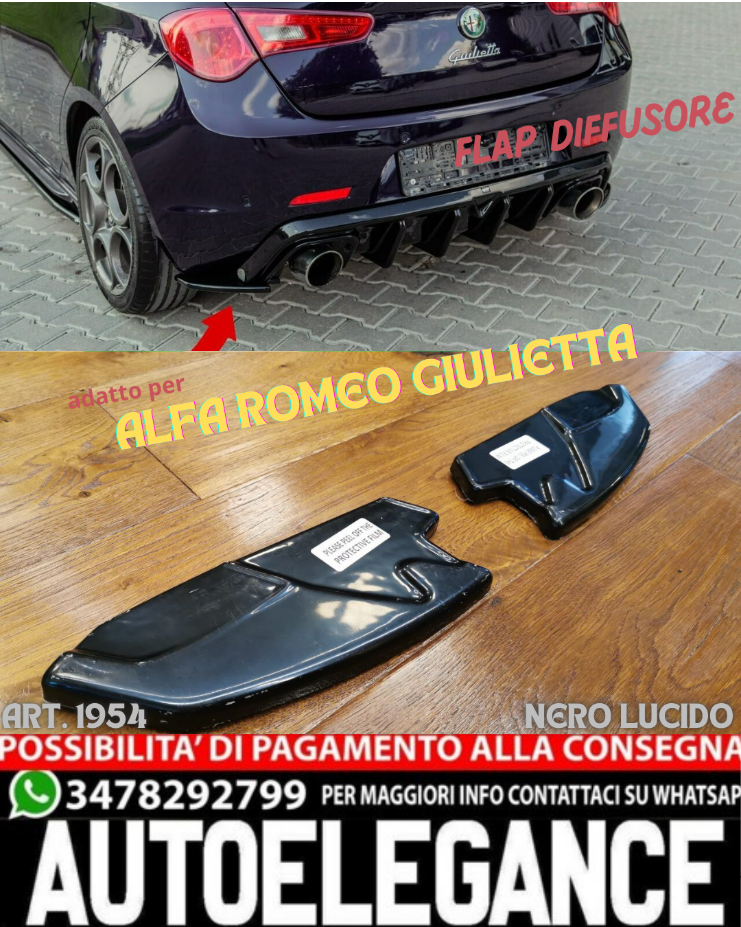 💎FLAP DIFFUSER SUITABLE FOR GIULIETTA GLOSSY BLACK💎