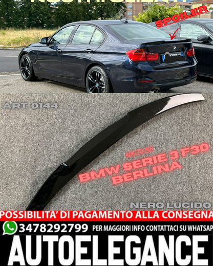 💎SPOILER POSTERIORE ADATTO PER BMW SERIE 3 F30 BERLINA M3 IN ABS NERO LUCIDO💎